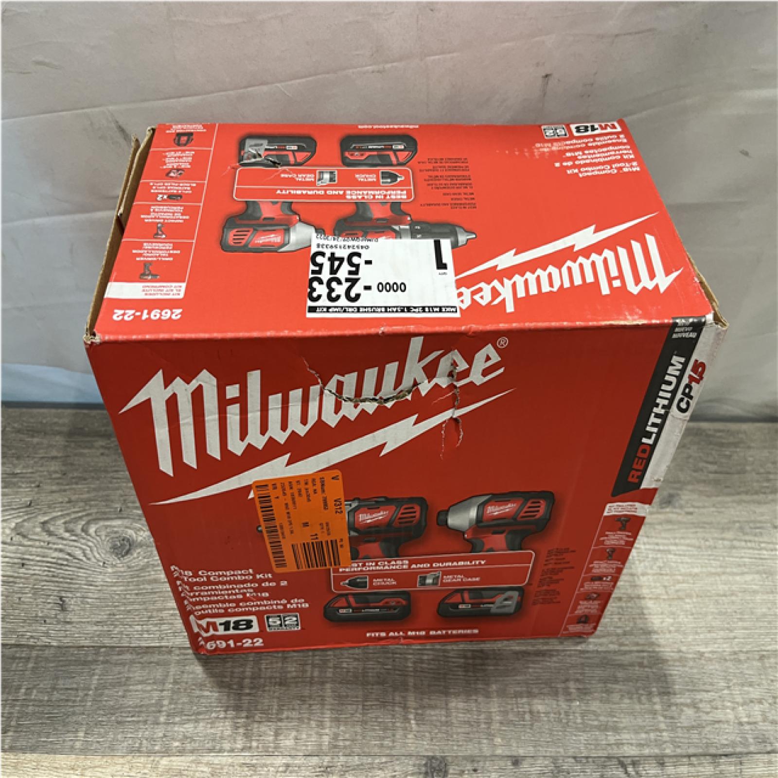 NEW - Milwaukee 18V Lithium-Ion Cordless Drill Driver/Impact Driver Combo Kit