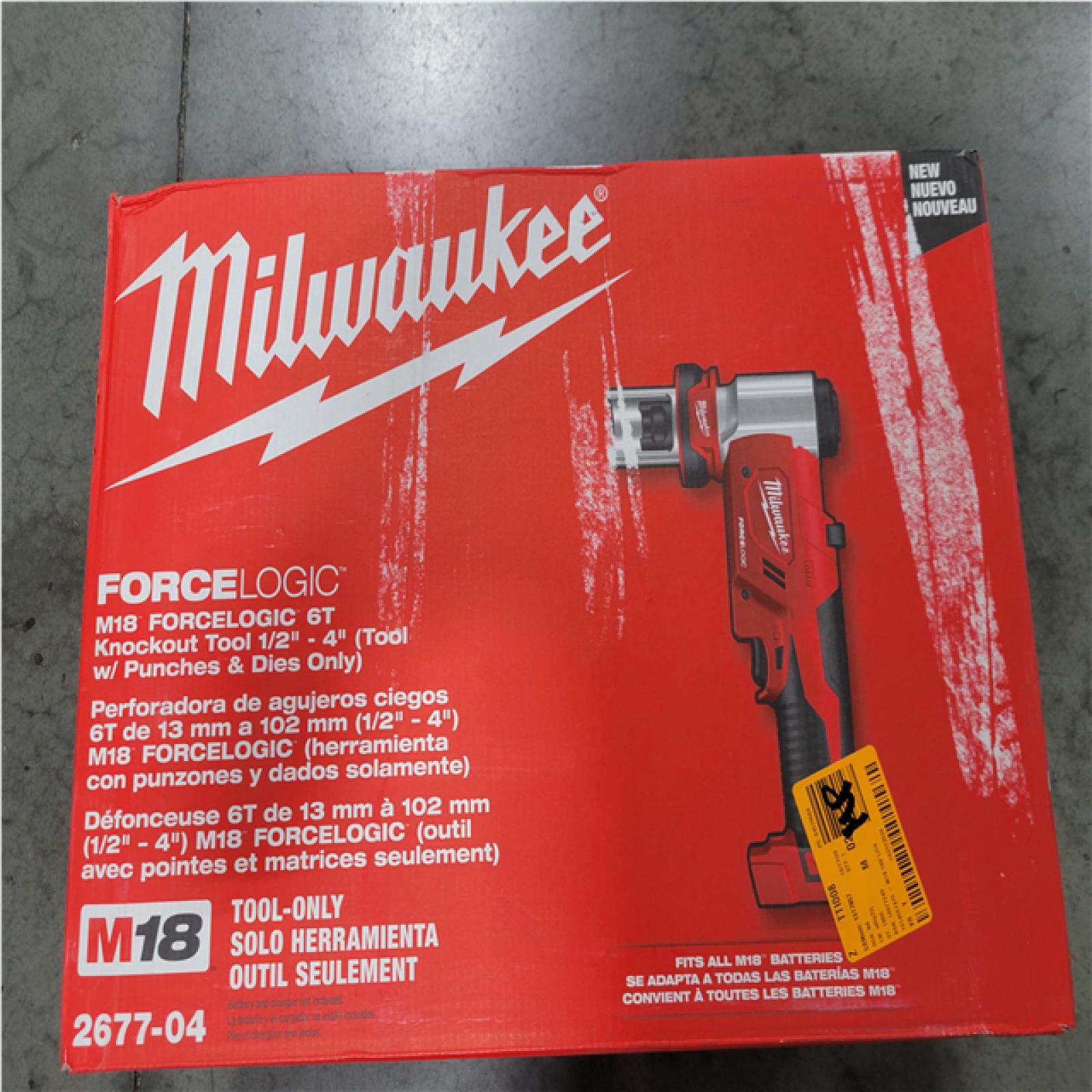 CALIFORNIA AS-IS MILWAUKEE M18 FORCE LOGIC 6T KNOCKOUT TOOL 1/2 W/ PUNCHES & DIES