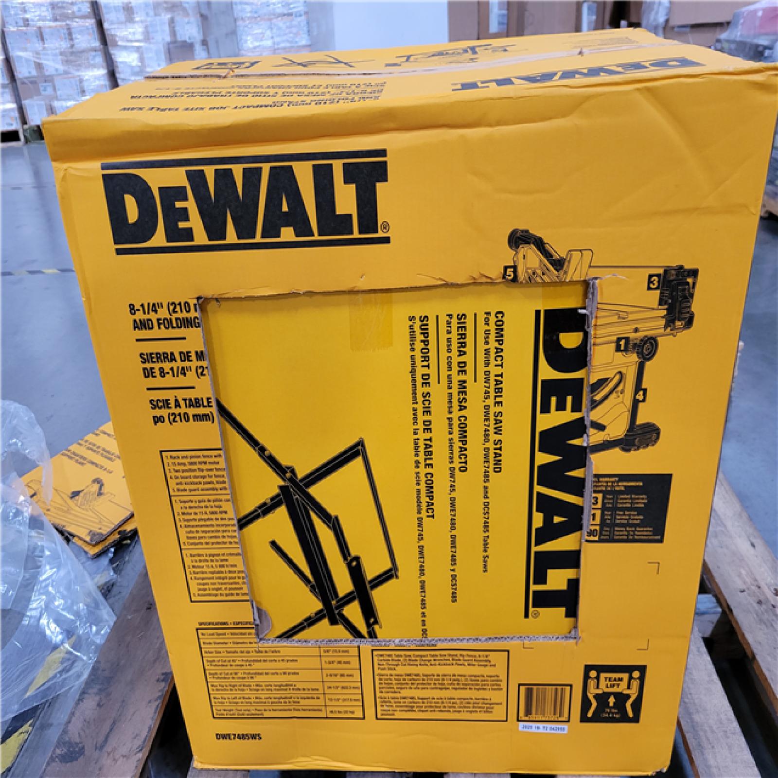 CALIFORNIA AS-IS DEWALT 8-1/4 (210mm) COMPACT JOB SITE TABLE SAW AND FOLDING STAND