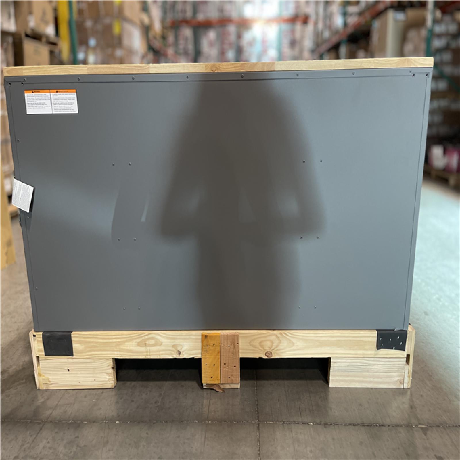 DALLAS LOCATION - Husky Heavy Duty 61 in. W x 23 in. D 15-Drawer Matte Gray Mobile Workbench Cabinet with Solid Wood Top