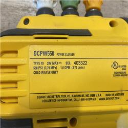 AS-IS DEWALT 20V MAX 550 PSI 1.0 GPM Cold Water Cordless Power Cleaner with 4-Nozzles (Tool Only)
