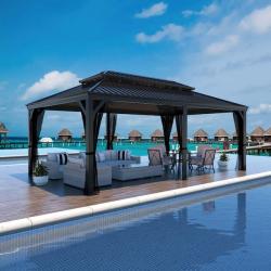 Phoenix VEIKOUS 20 ft. W x 14 ft. D Aluminum Hardtop Gazebo with Galvanized Double Roof and Textilene Netting