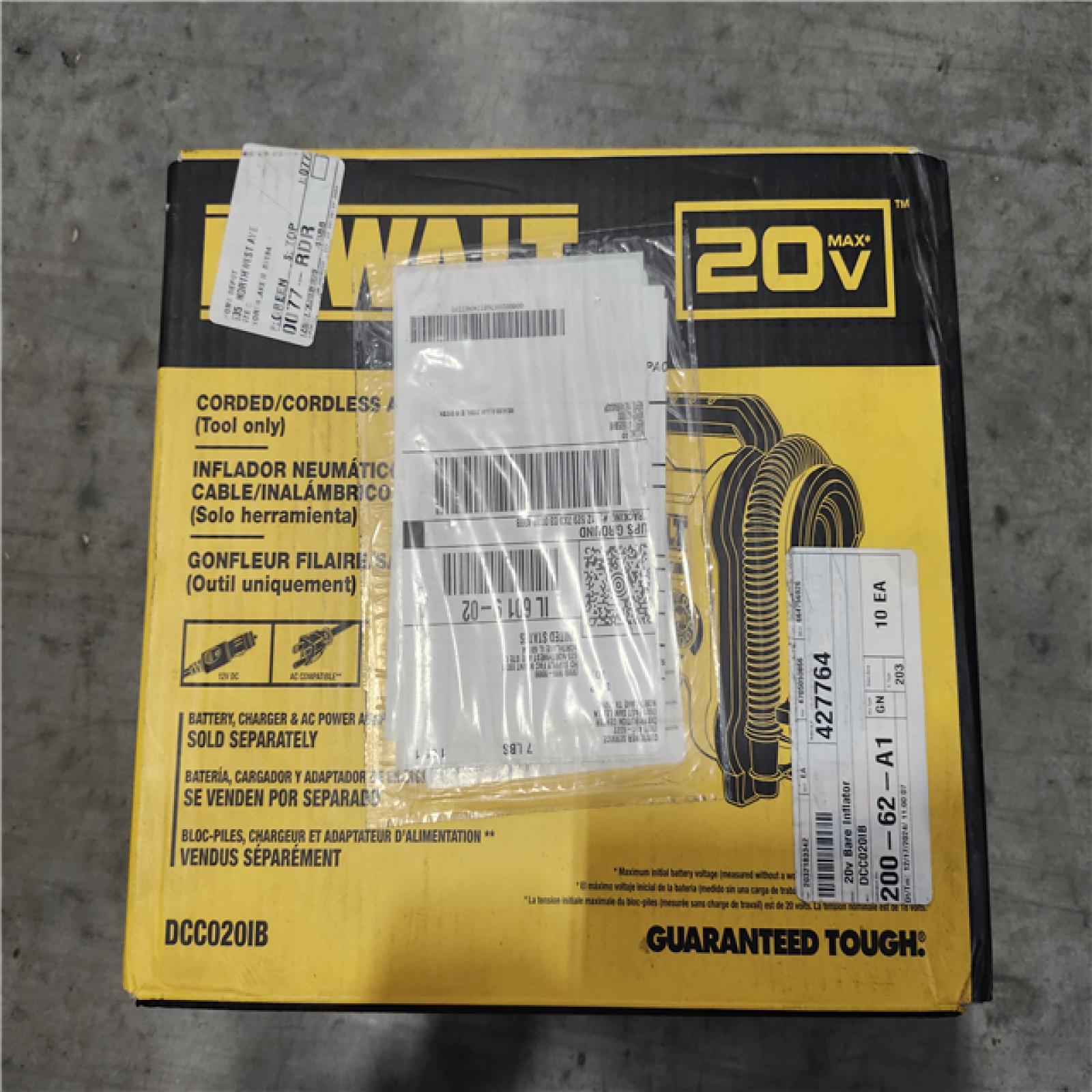NEW! - DEWALT 20V MAX Cordless Electric Portable Inflator (Tool Only)