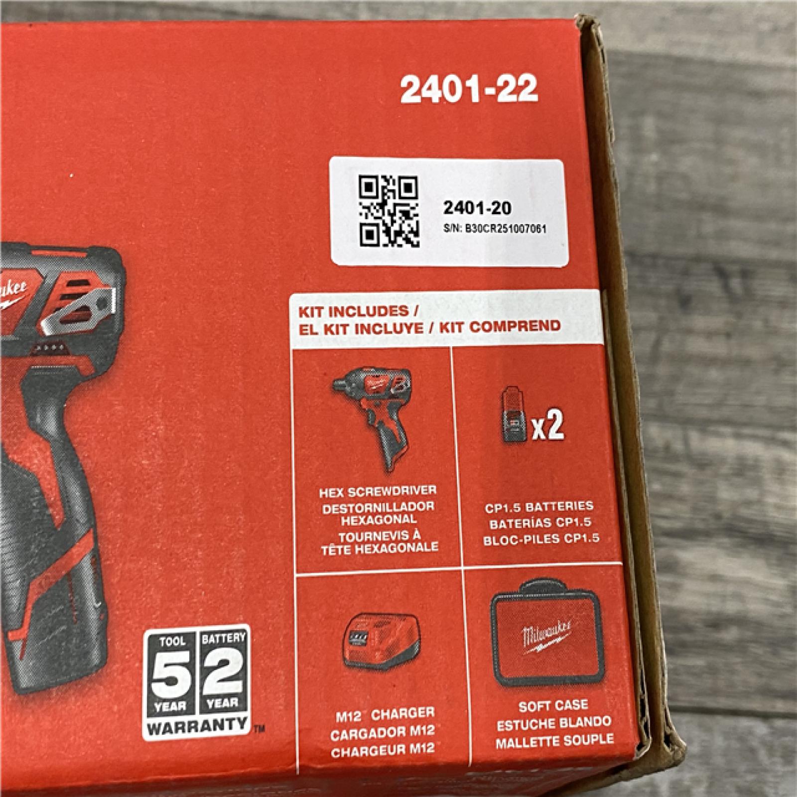 NEW - Milwaukee 12V Lithium-Ion Cordless 1/4 in. Hex Screwdriver Kit