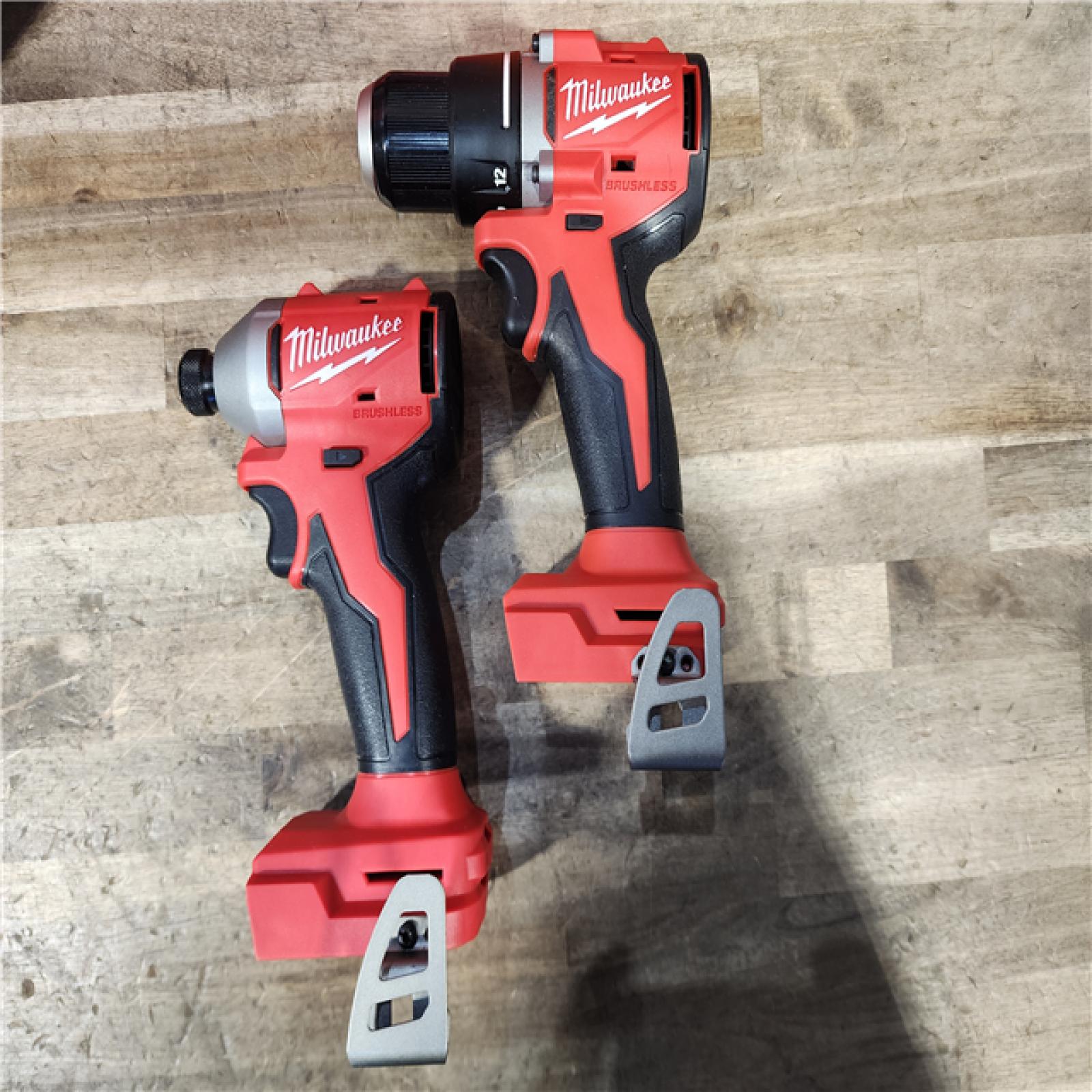 HOUSTON LOCATION - AS-IS Milwaukee M18 18V Lithium-Ion Brushless Cordless Compact Drill/Impact Combo Kit (2-Tool) W/(2) 2.0 Ah Batteries  Charger & Bag