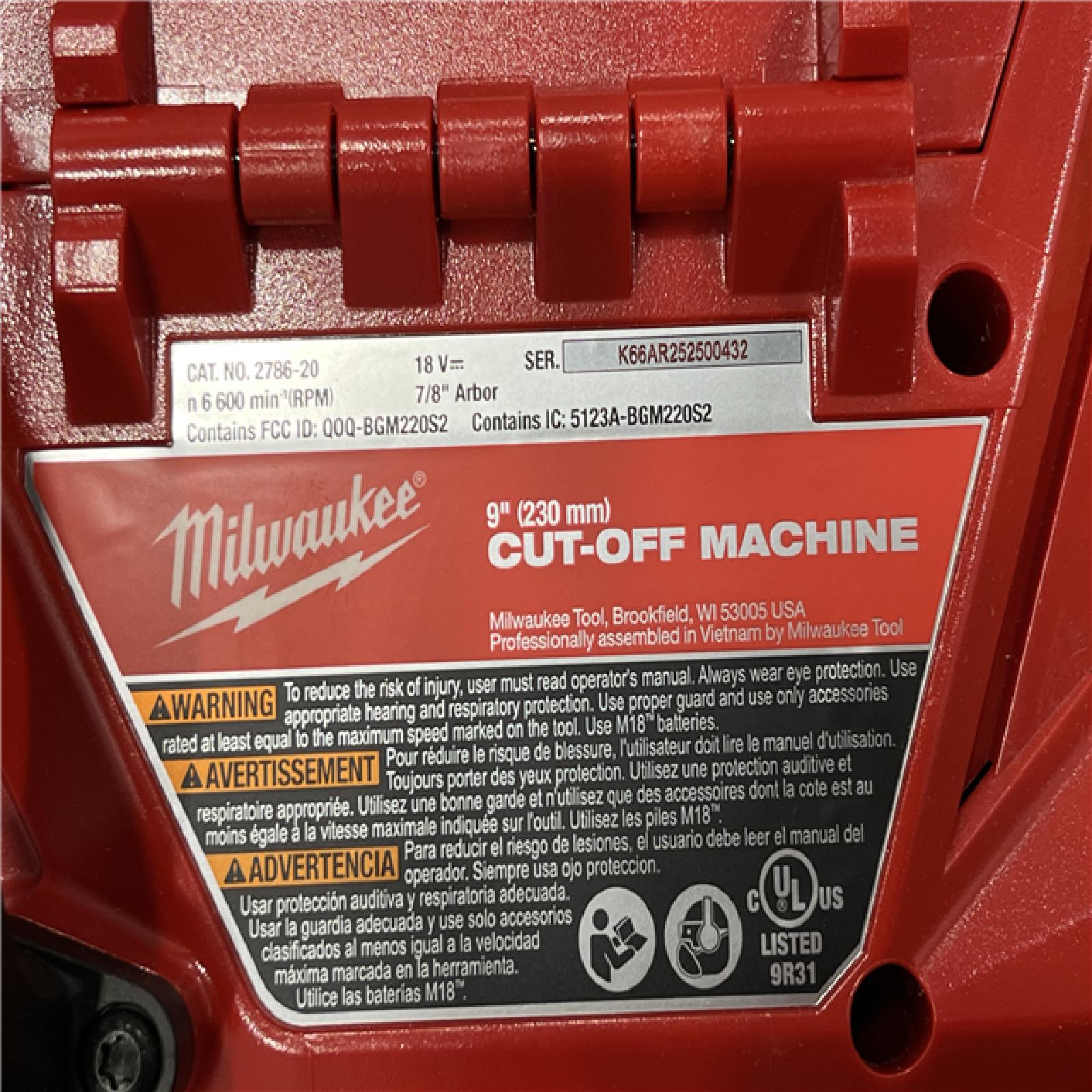 AS-IS Milwaukee FUEL ONE-KEY 18V Lithium-Ion Brushless Cordless 9 in. Cut Off Saw (Tool-Only)