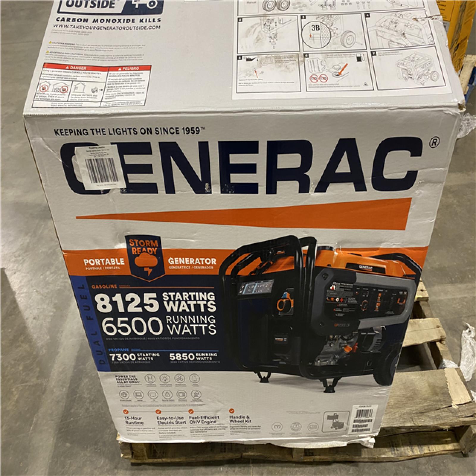 Dallas Location - As-Is Generac 8125/6500-Watt Dual Fuel Portable Generator