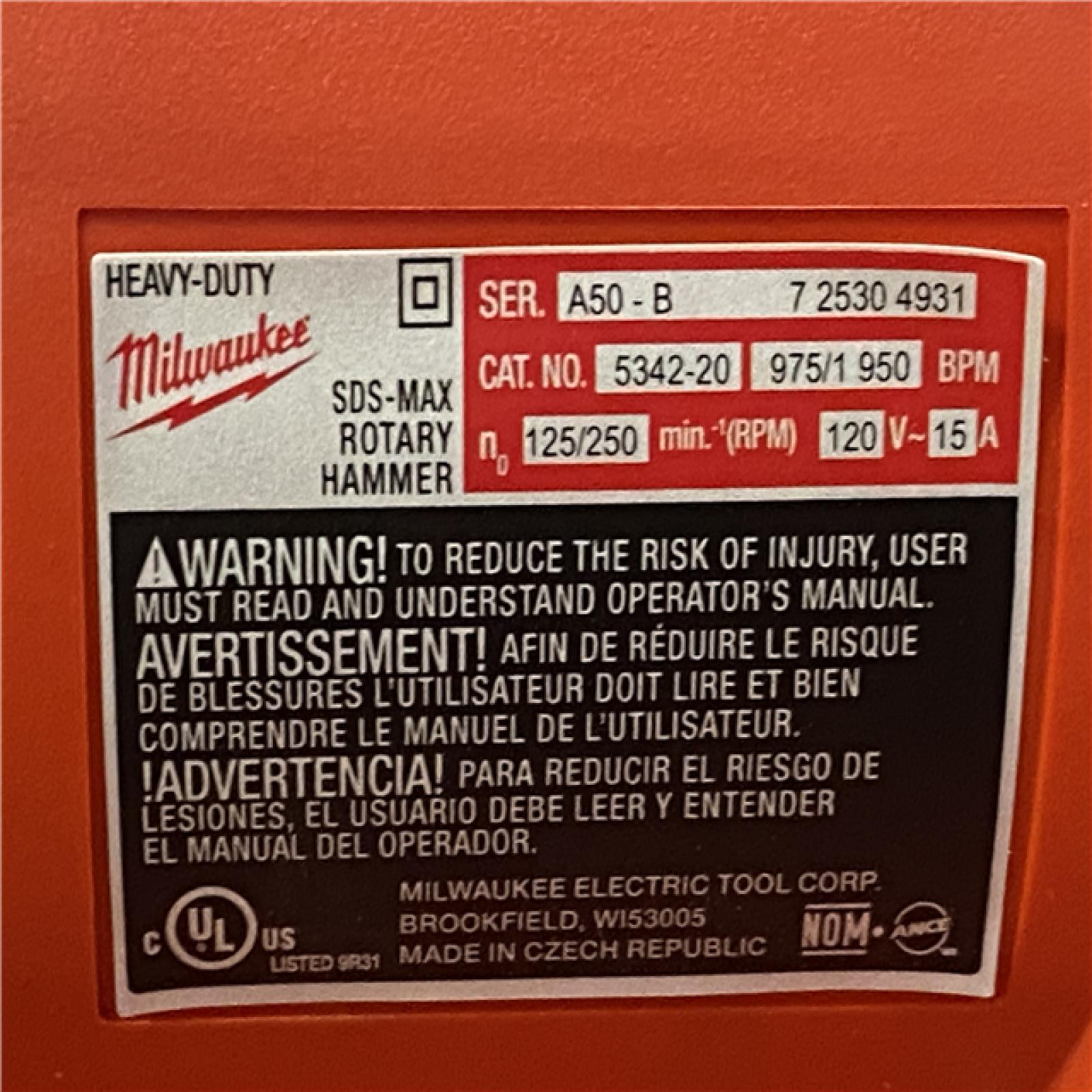 AS-IS Milwaukee 15 Amp Corded 2 in. SDS-Max Rotary Hammer