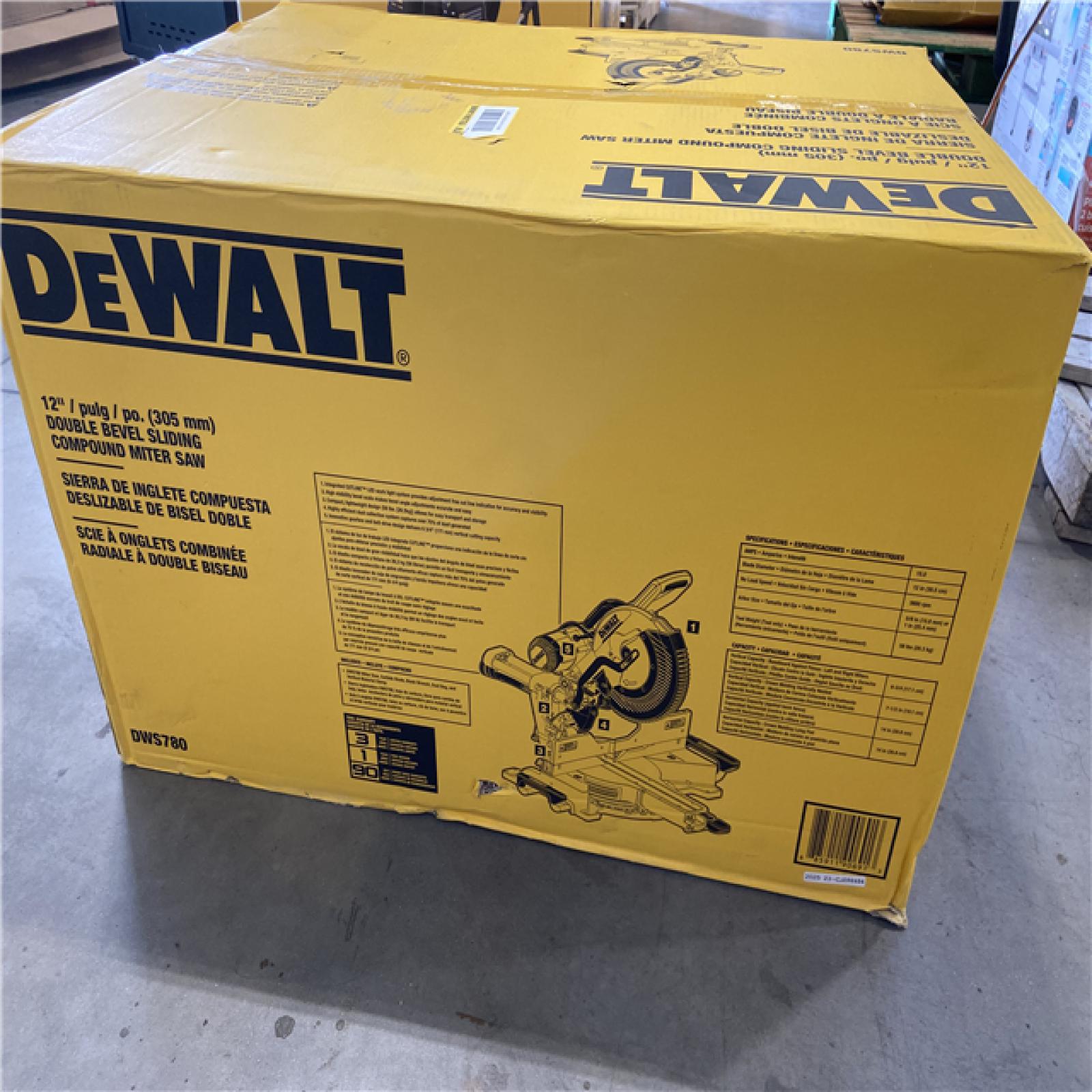 AS-IS -  DEWALT 15 Amp Corded 12 in. Double Bevel Sliding Compound Miter Saw with XPS technology  Blade Wrench and Material Clamp