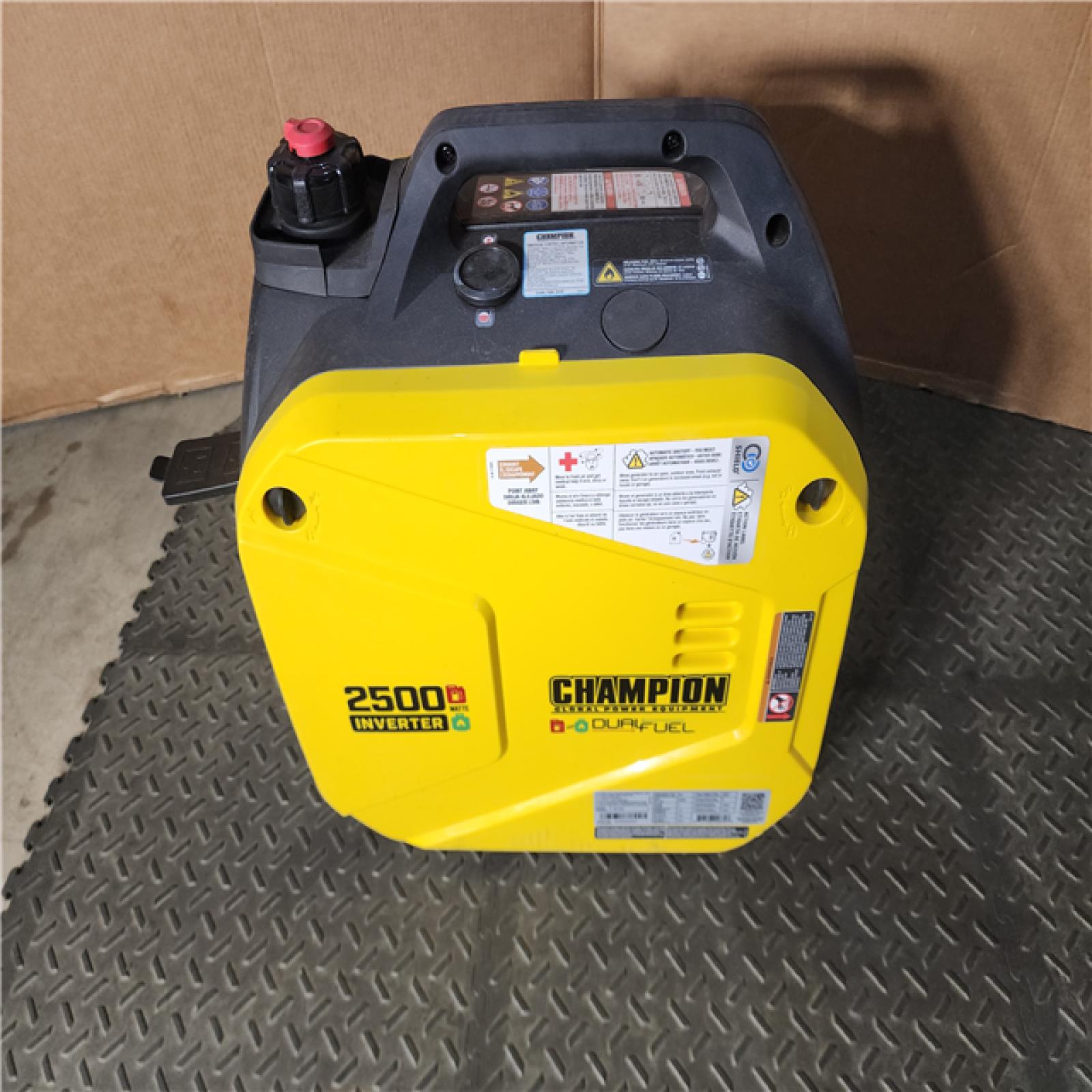 HOUSTON LOCATION - AS-IS CHAMPION 2500/1850-Watt Recoil Start Gasoline/Propane Powered Dual Fuel Inverter Generator with Quiet Technology and CO Shield