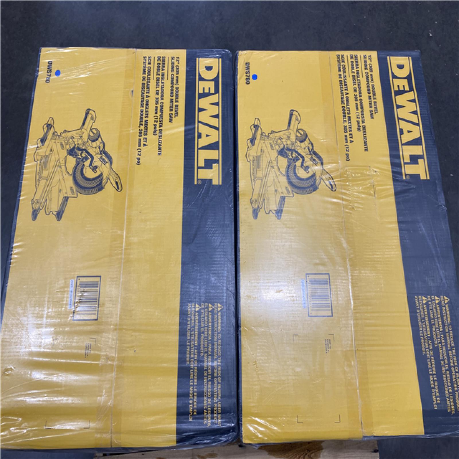 Dallas Location -NEW- DWS780- DEWALT 12-in 15-Amp Dual Bevel Sliding Compound Corded Miter Saw(Lot Of 2)