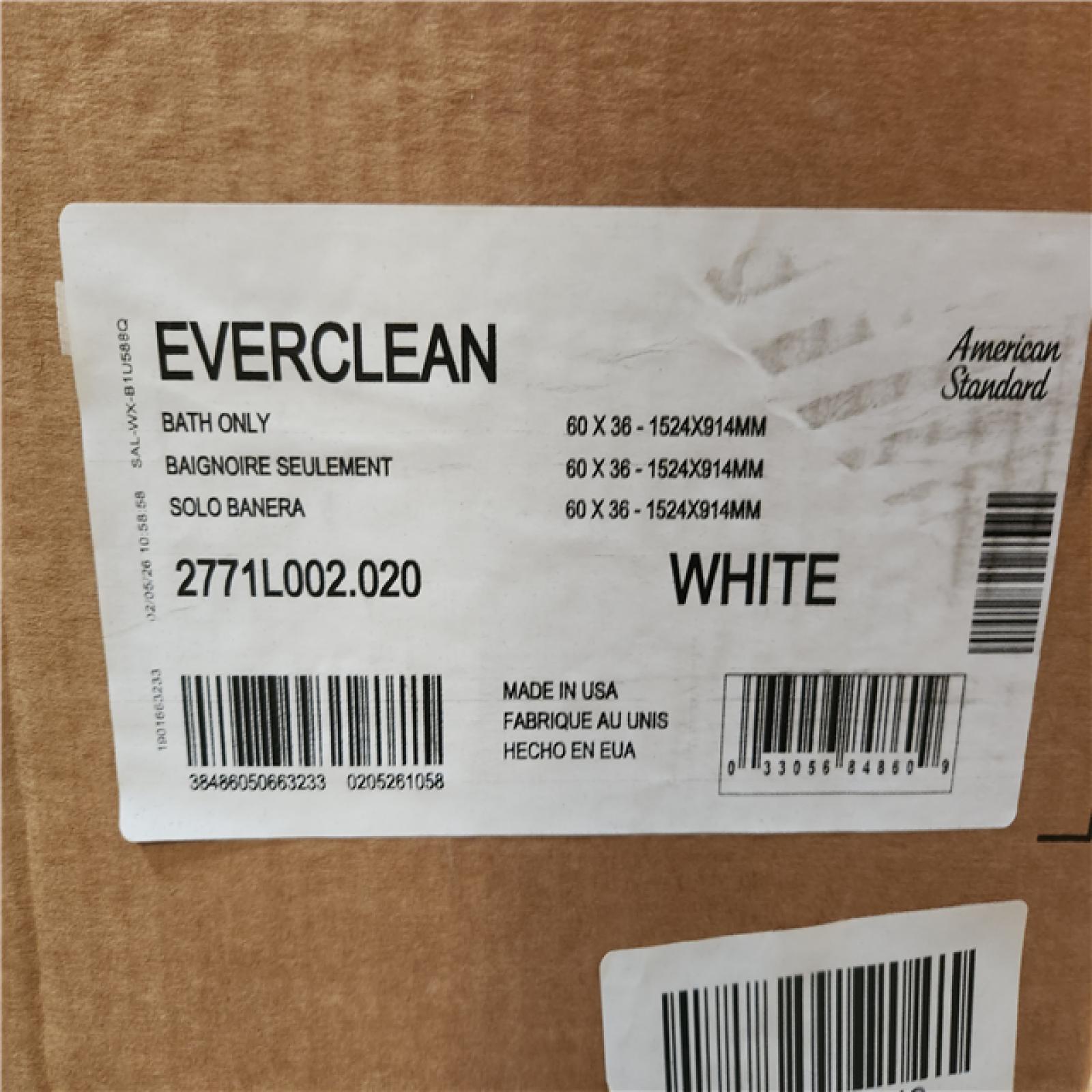 Phoenix NEW American Standard EverClean 60 in. x 36 in. Rectangular Soaking Bathtub with Reversible Hand Drain in White