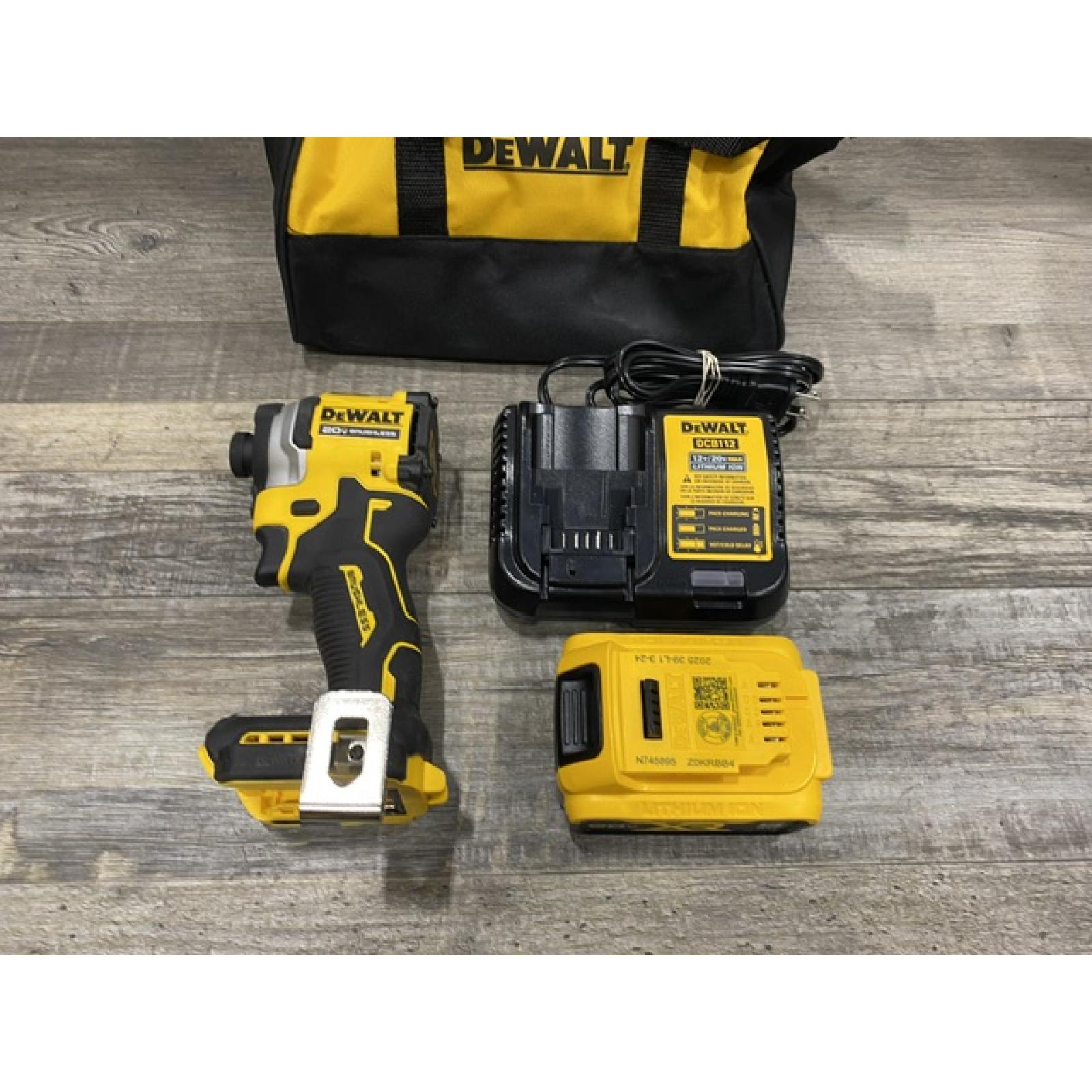 AS-IS DEWALT ATOMIC 20V MAX Lithium-Ion Cordless 1/4 in. Brushless Impact Driver Kit
