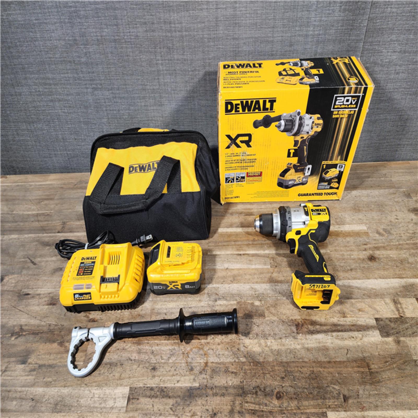 HOUSTON LOCATION - AS-IS DEWALT 20V XR Lithium-Ion Cordless Hammer Drill Kit with 8.0 Ah Battery  Charger and Kit Bag
