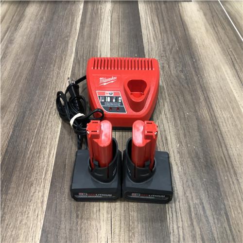 AS-IS Milwaukee 12V Lithium-Ion XC High Output 5.0 Ah Battery Pack (2-Pack) Starter Kit with Charger