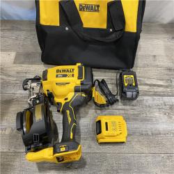 AS-IS DEWALT 20V MAX Lithium-Ion 15-Degree Electric Cordless Roofing Nailer Kit