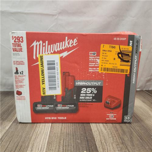 NEW- Milwaukee M12 12V Lithium-Ion XC High Output 5.0 Ah Battery Pack (2-Pack) Starter Kit with Charger