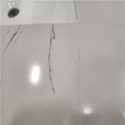 Phoenix Home Decorators Collection Stanhope 37 in. Single Sink Even Better Beige Bath Vanity with Carrara White Engineered Stone Top (Assembled) (Cracked Marble)