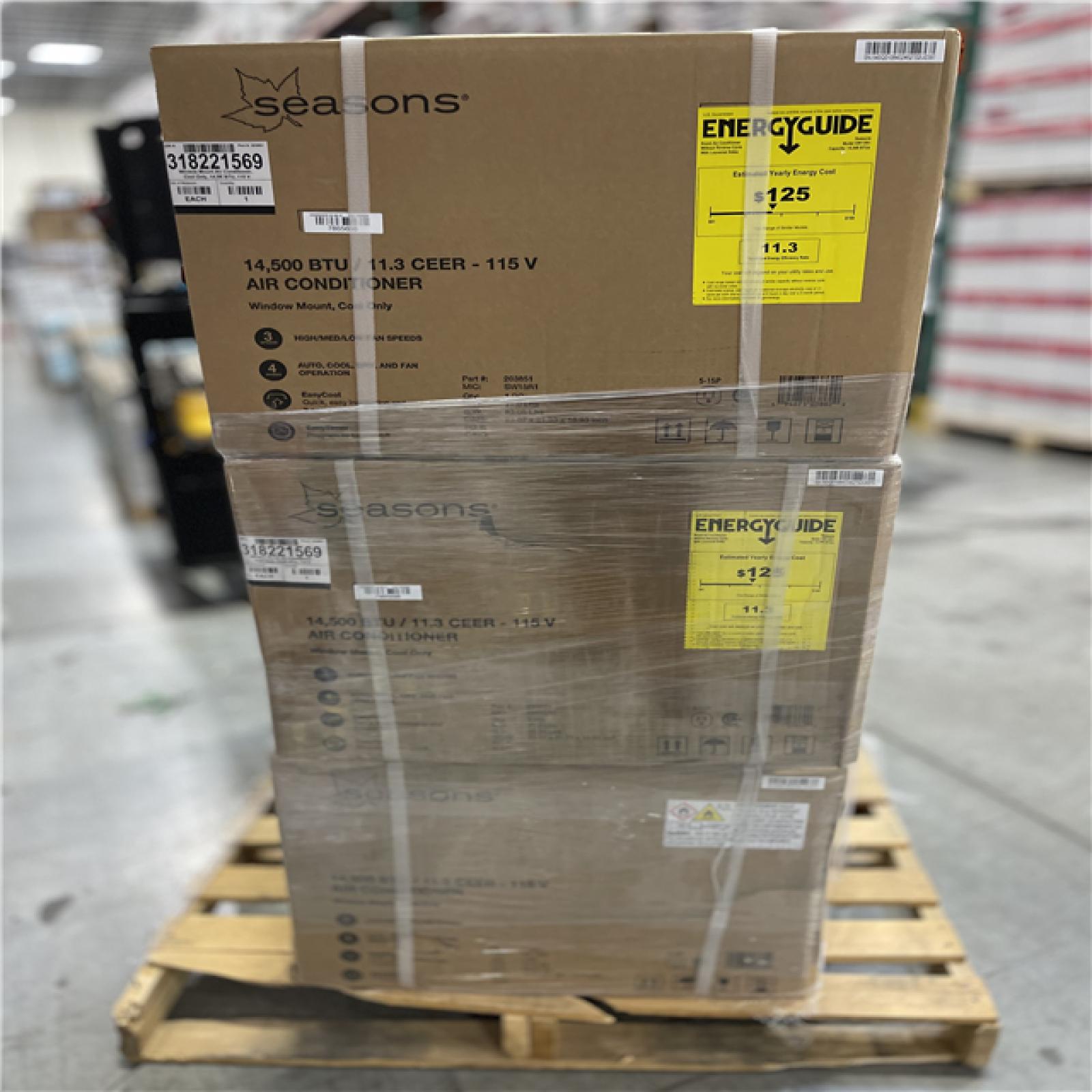 DALLAS LOCATION- NEW!- Seasons 14 500 BTU 115 V Window Cool-Only Air Conditioner PALLET (6 UNITS)
