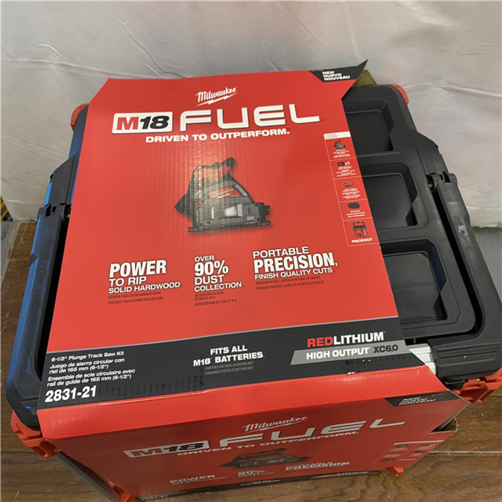 NEW Milwaukee 2831-21 M18 FUEL 18-Volt Lithium-Ion Brushless Cordless 6-1/2 in. Plunge Track Saw PACKOUT Kit with One 6.0 Ah Battery