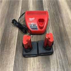 AS-IS Milwaukee 12V Lithium-Ion XC High Output 5.0 Ah Battery Pack (2-Pack) Starter Kit with Charger