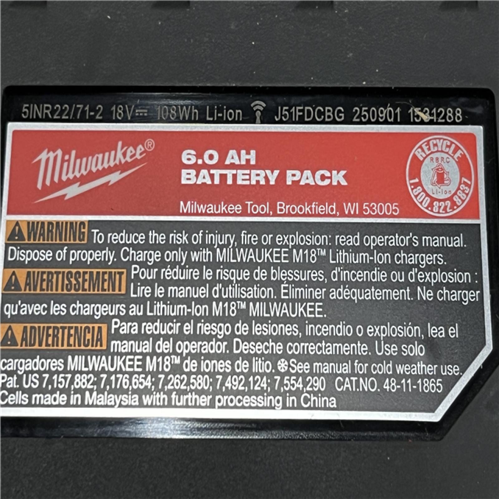 AS-IS Milwaukee 18-Volt Lithium-Ion High Output Starter Kit with 6.0 Ah Battery and Charger