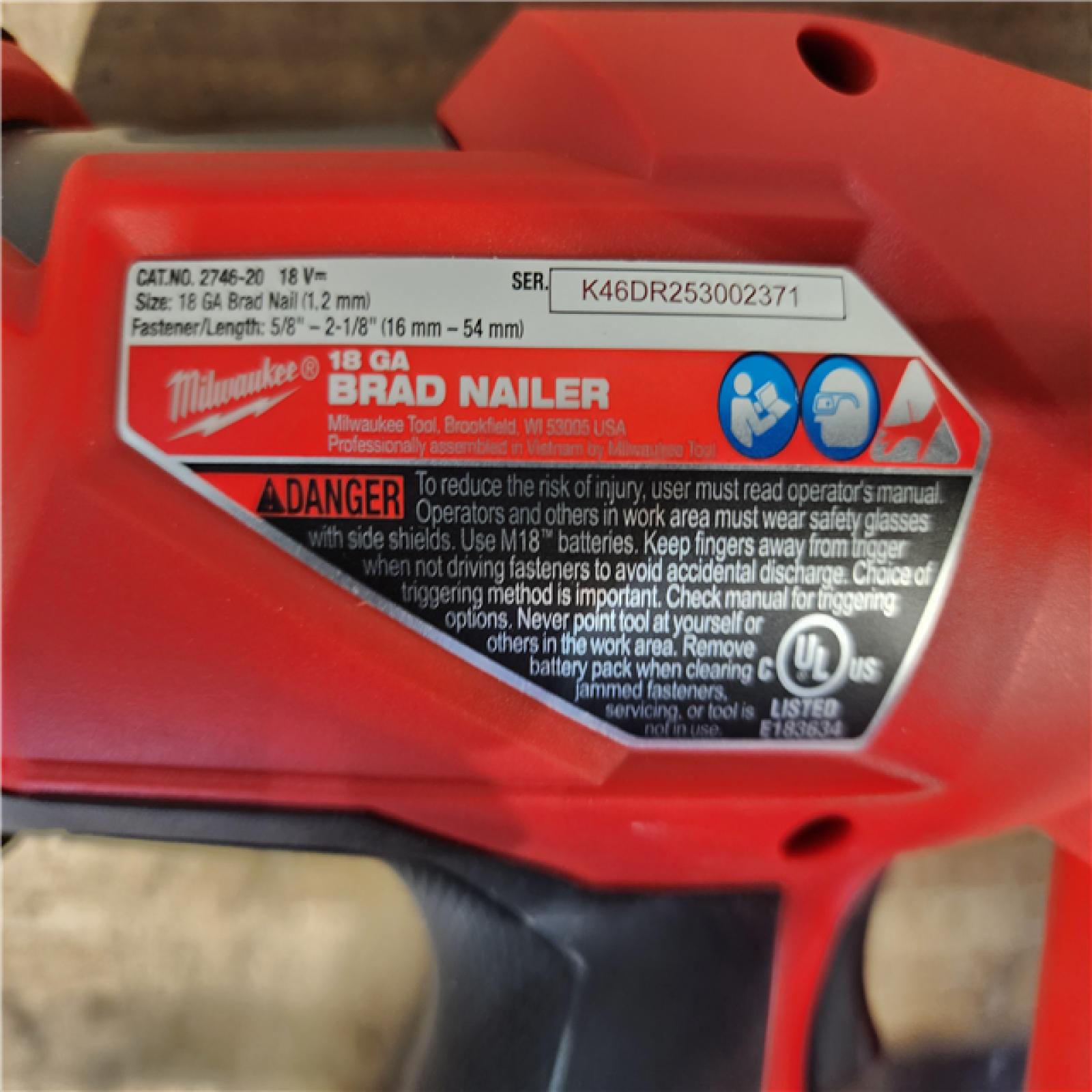 HOUSTON LOCATION - AS-IS Milwaukee M18 Fuel 18V Brushless 18-Gauge Brad Nailer 2746-20 (Bare Tool)