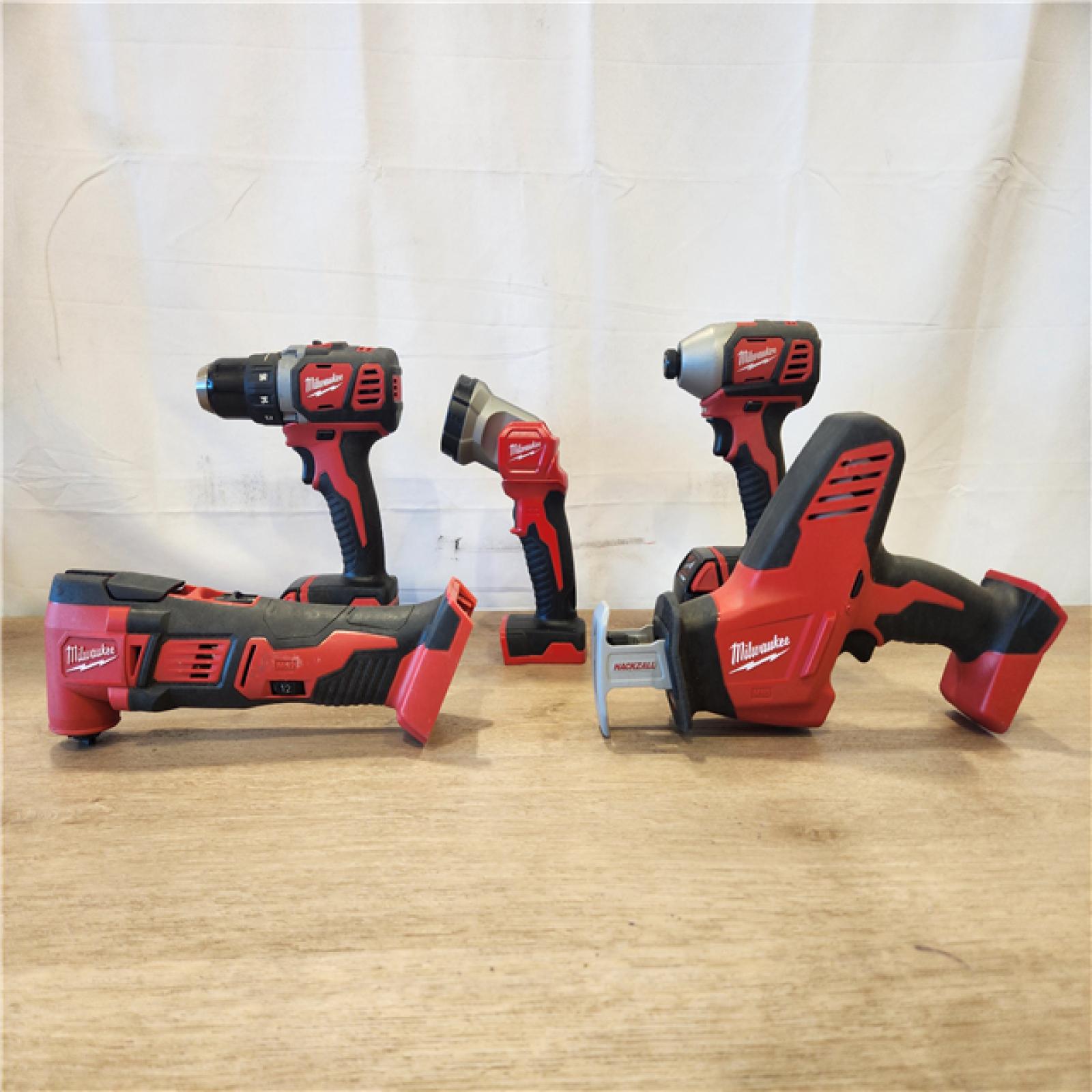 AS-IS- M18 18V Lithium-Ion Cordless Combo Kit (5-Tool) with (2) Batteries  Charger and Tool Bag