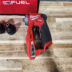 HOUSTON LOCATION - AS - IS Milwaukee FUEL 12V Lithium-Ion Brushless Cordless 4-in-1 Installation 3/8 in. Drill Driver with 4 Tool Head (Tool-Only)