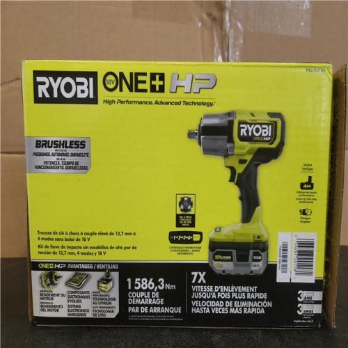 Phoenix NEW RYOBI ONE+ 18V Brushless Cordless 4-Mode 1/2 in. High Torque Impact Wrench Kit with 4.0 Battery and Charger
