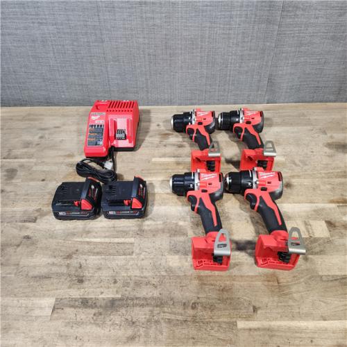 HOUSTON LOCATION - AS-IS MILWAUKEE 4 TOOL COMBO KIT W/ (2) BATTERY & CHARGER