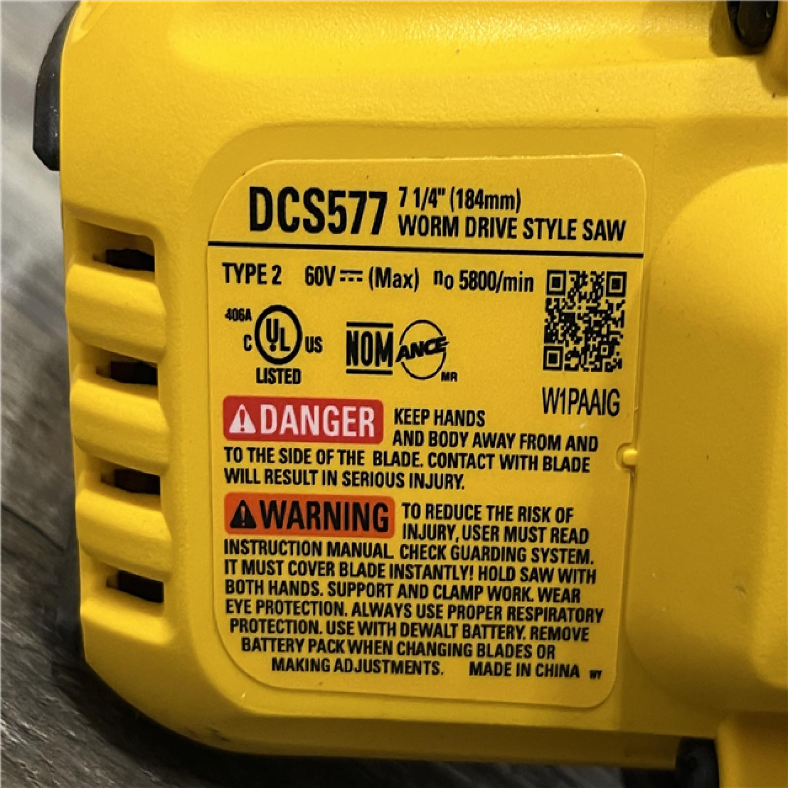 AS-IS DEWALT FLEXVOLT 60V MAX Cordless Brushless 7-1/4 in. Wormdrive Style Circular Saw (Tool Only)