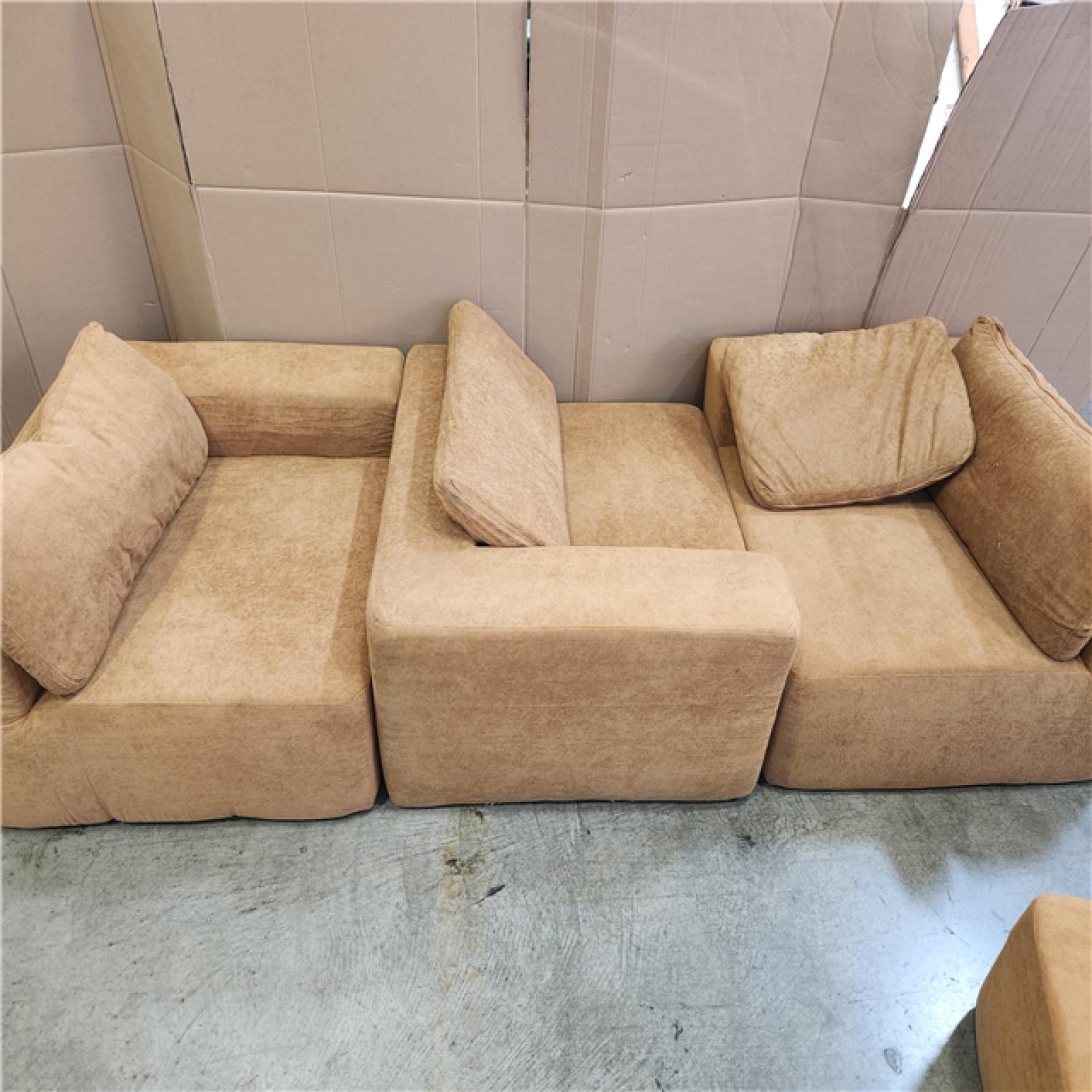 Phoenix AS-IS Brown 5 Piece Modular Armless Sectional Sofa