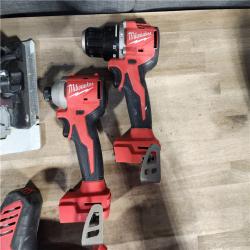 HOUSTON LOCATION - AS-IS Milwaukee M18 18-Volt Lithium-Ion Brushless Cordless Combo Kit (4-Tool) with 2-Batteries, 1-Charger and Tool Bag