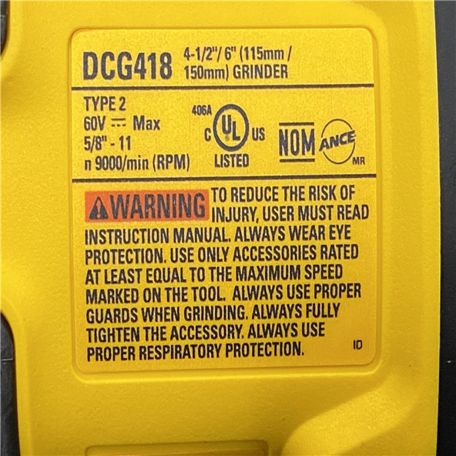 AS-IS DEWALT 60V MAX Cordless Brushless 4.5 in. to 6 in. Small Angle Grinder with Kickback Brake (Tool Only)
