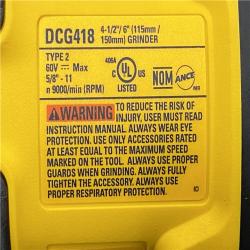 AS-IS DEWALT 60V MAX Cordless Brushless 4.5 in. to 6 in. Small Angle Grinder with Kickback Brake (Tool Only)