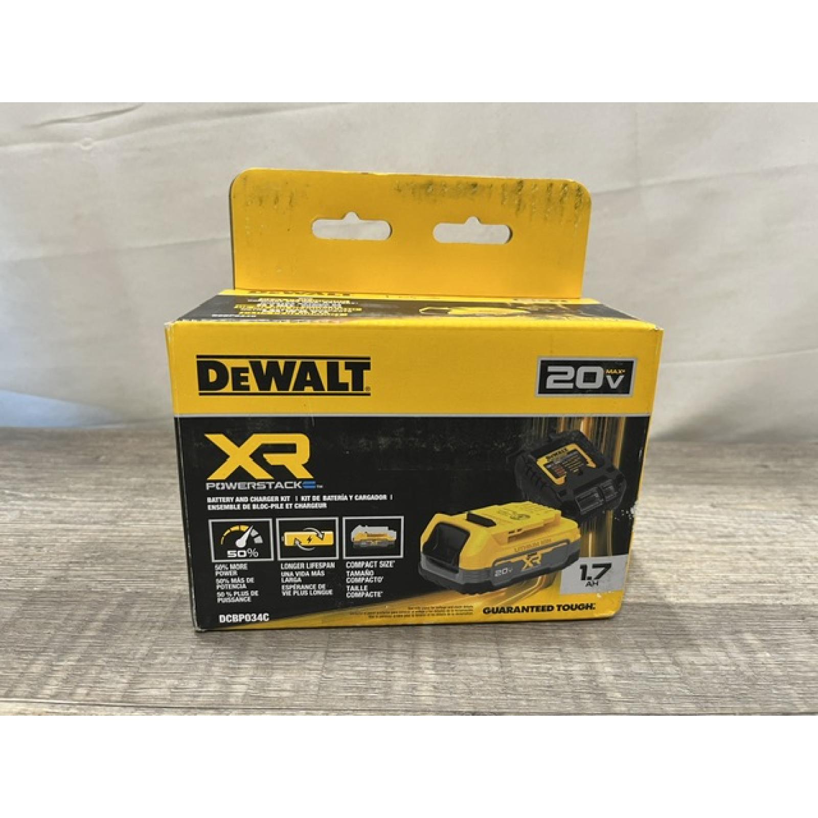 NEW - DEWALT 20V MAX XR POWERSTACK Lithium-Ion Battery Starter Kit with 1.7Ah Battery and Charger