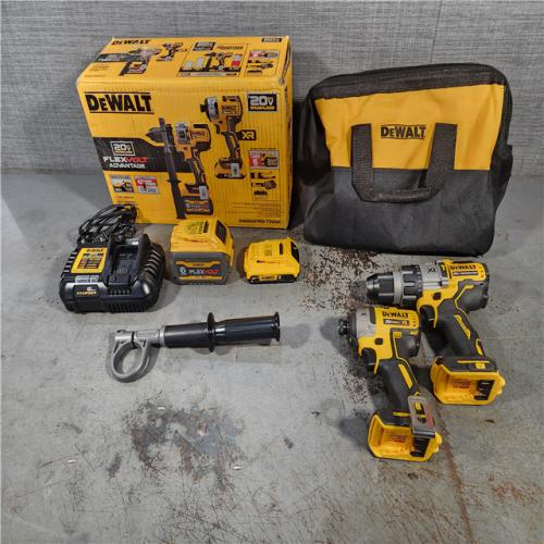 HOUSTON LOCATION - AS-IS DEWALT 20V MAX Cordless Brushless Hammer Drill/Driver 2 Tool Combo Kit with FLEXVOLT ADVANTAGE