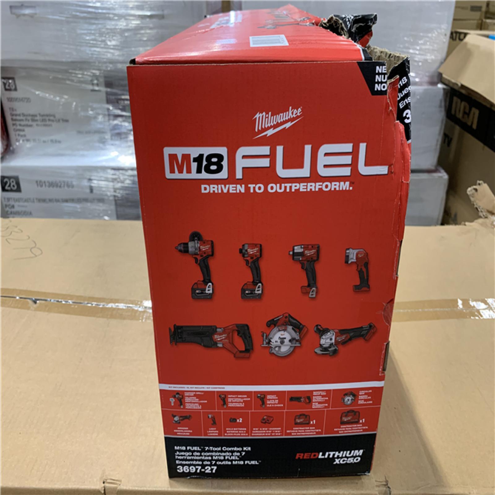 NEW! - Milwaukee M18 FUEL 18V Lithium-Ion Brushless Cordless Combo Kit with Two 5.0 Ah Batteries  1 Charger  2 Tool Bags (7-Tool)