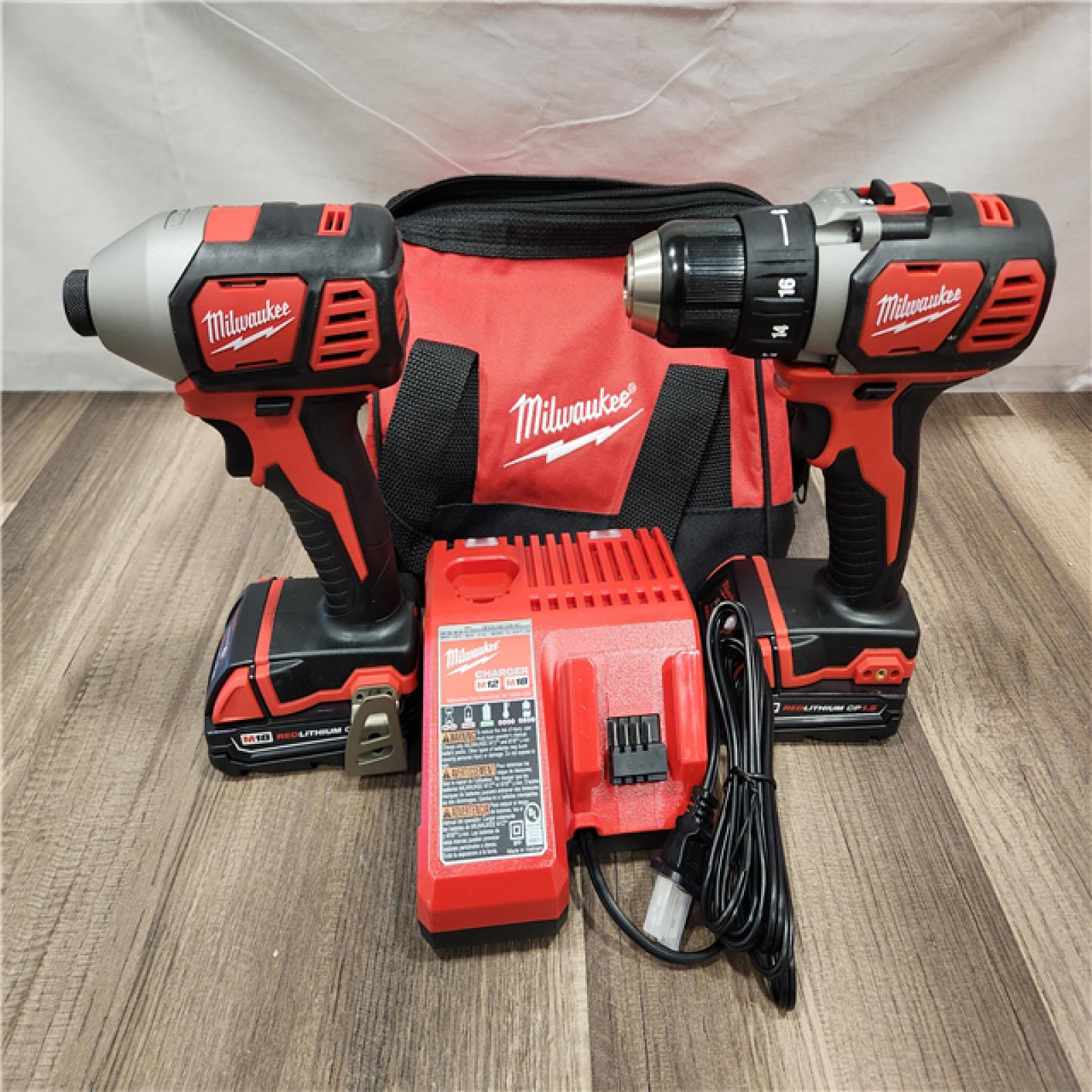 AS-IS- Milwaukee 18V Cordless Brushed 2-Tool Drill/Driver and Impact Driver Kit