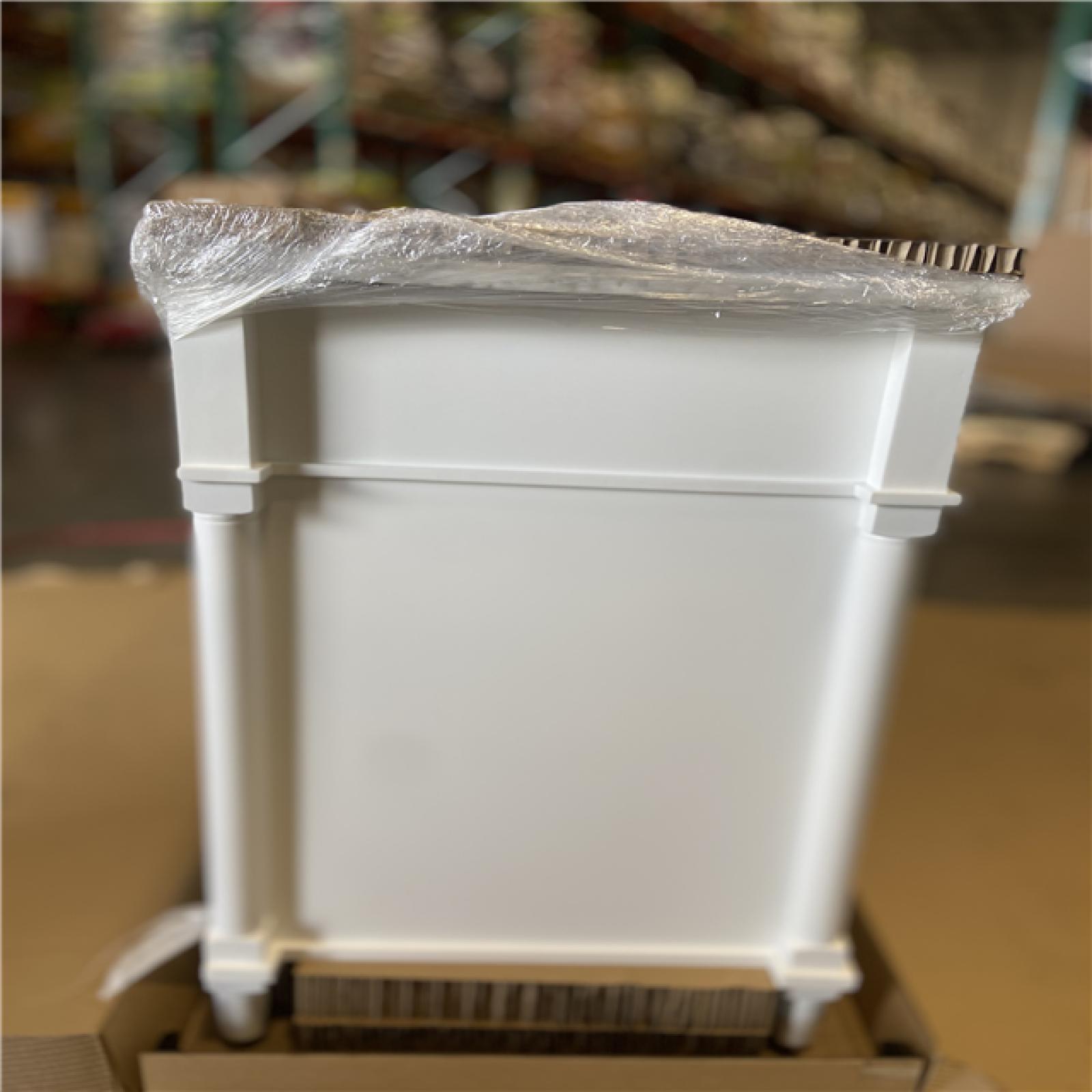 DALLAS LOCATION - Home Decorators Collection Aberdeen 72 in. Double Sink Freestanding White Bath Vanity with Carrara Marble Top (Assembled)