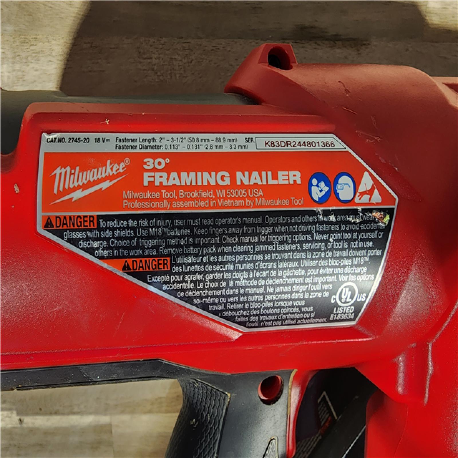 HOUSTON LOCATION - AS-IS M18 FUEL 3-1/2 in. 18-Volt 30-Degree Lithium-Ion Brushless Cordless Framing Nailer (Tool-Only)