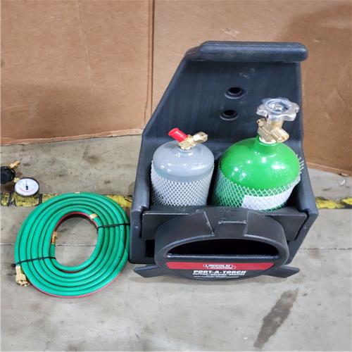 HOUSTON LOCATION - AS-IS Lincoln Electric Port-a-Torch Kit with Oxygen and Acetylene Tanks and 3/16 in. X 12 Ft. Hose  for Cutting Welding and Brazing