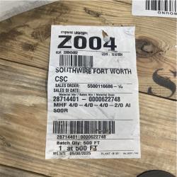 DALLAS LOCATION - SOUTHWIRE Compact Stranded 8000 Series 4/04/04/02/0X500 Service Entrance Cable  200 A  4-Conductor (500 FT)