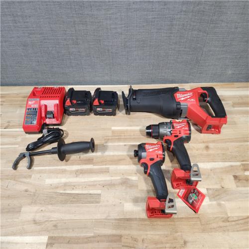 HOUSTON LOCATION - AS-IS M18 FUEL 18V Lithium-Ion Brushless Cordless Combo Kit (3-Tool) with Two 5.0 Ah Batteries  1 Charger 1 Tool Bag