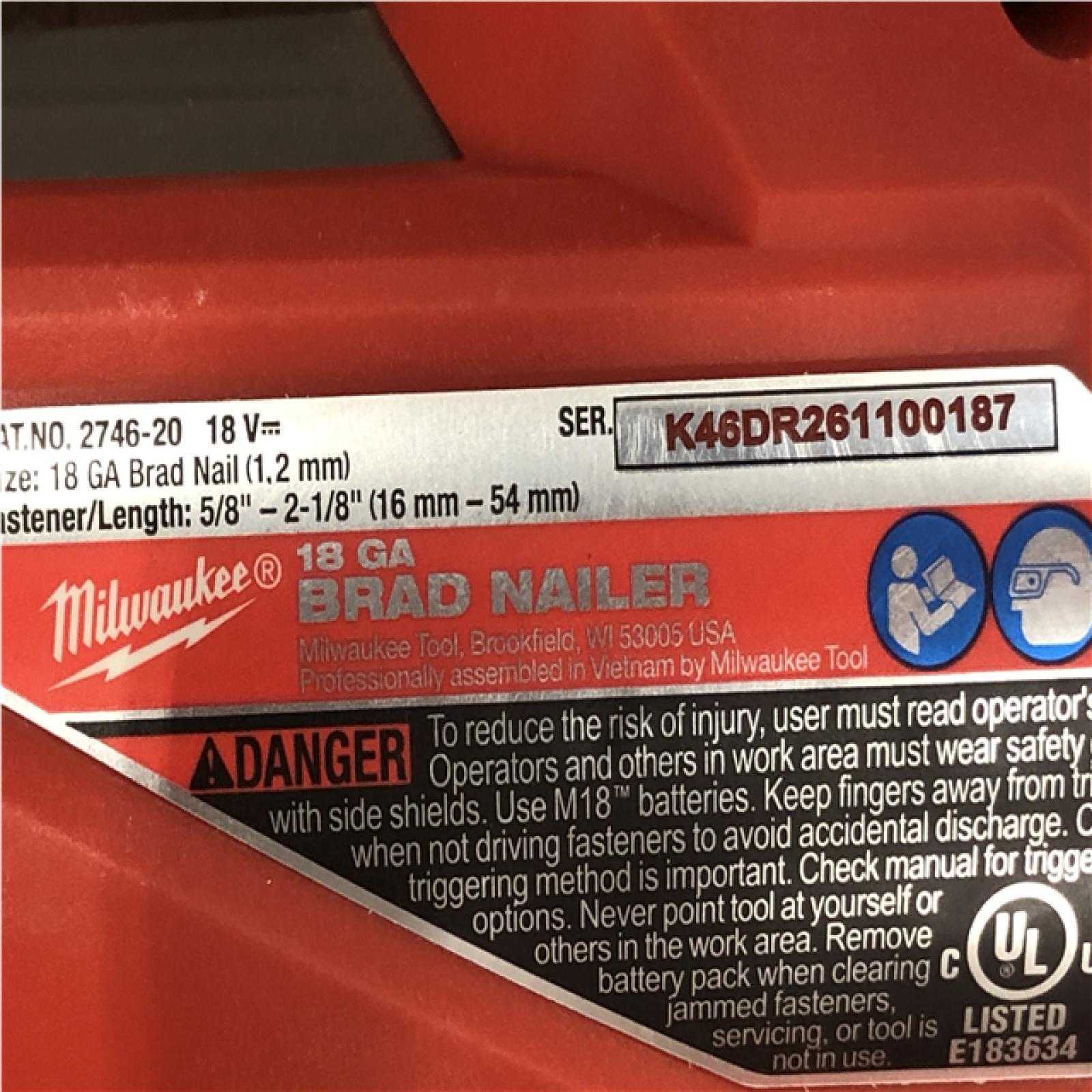 AS-IS  Milwaukee FUEL 18-Volt Lithium-Ion Brushless Cordless Gen II 18-Gauge Brad Nailer (Tool-Only)