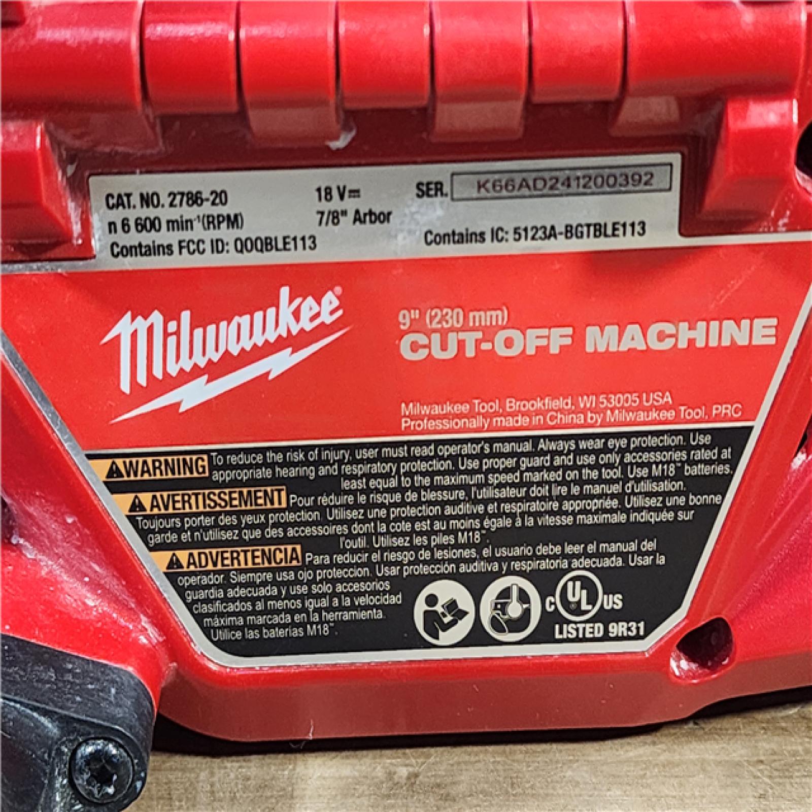 HOUSTON LOCATION - AS-IS Milwaukee M18 FUEL 9 Cut-Off Saw with ONE-KEY (TOOL ONLY)