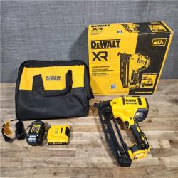 HOUSTON LOCATION - AS-IS DEWALT 20V MAX XR 16-Gauge Electric Cordless Angled Finishing Nailer Kit