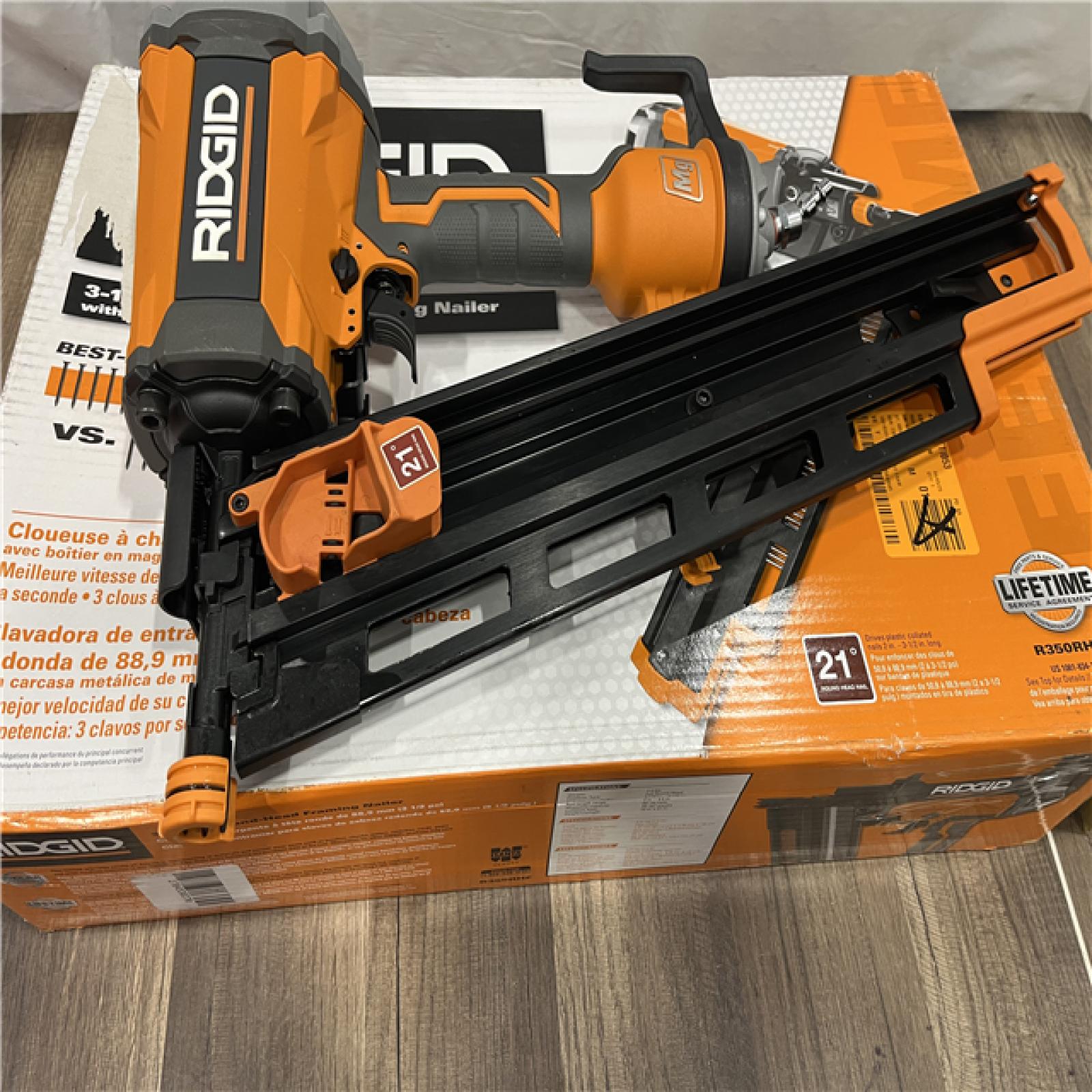 AS-IS Ridgid 21-Degree 3-1/2 in. Round Head Framing Nailer