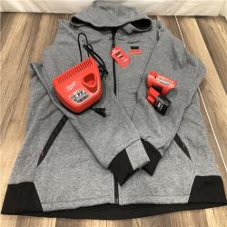 AS-IS Milwaukee Men's X-Large 12-Volt Lithium-Ion Cordless Gray Heated Jacket Hoodie Kit